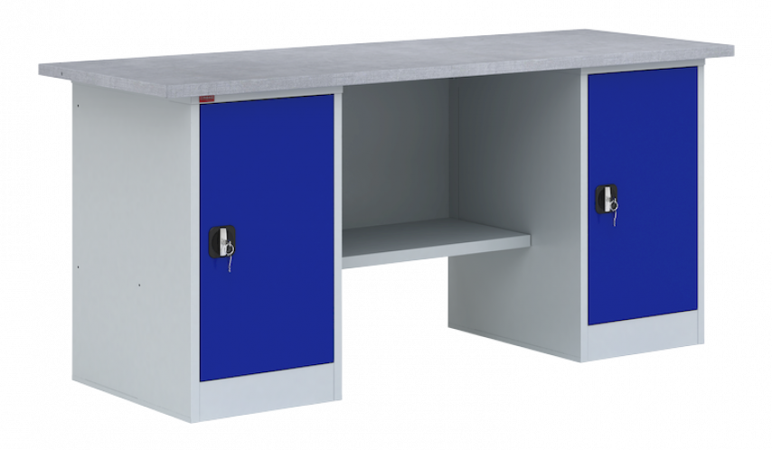 Двухтумбовый металлический верстак ВП-5 860х1900х685 мм